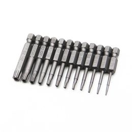 10set 11/12pcs / set 50/75 / 100 mm Bites de tête de tige hexagonale magnétique Torx Bit de sécurité Torx Torx