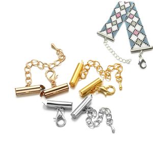 10Setlot Crimp End kralen Slide -eind sluitgeling met ketting gespen buizen schuifjes eindkappen connectoren voor doe -het -zelf sieraden maken accessoires y240408