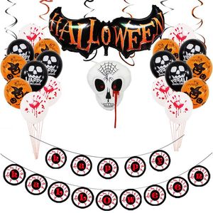 10 ensembles décorations de fête d'halloween ballons en film d'aluminium astuces espiègles fêtes de crâne décorations de chauve-souris décoration de fond