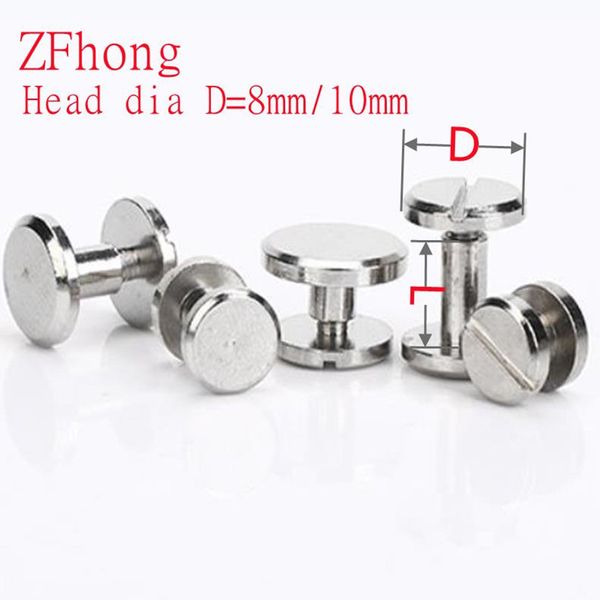 10sets thead dia 8 mm 10 mm en laiton avec nickel à capuchon plat massif en laiton de la courroie de la courroie de Chicago rivets à clous à ongles