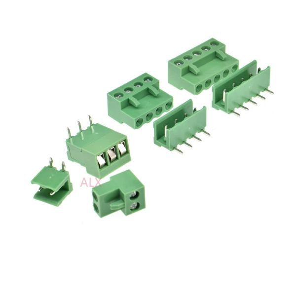 10sets HT5.08 2/3/4/5/6/7/8/9 PIN Connecteur de borne de vis PCB à angle de droite 5.08 mm Porte de tangage + Pobite de tête droite