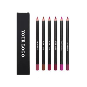 10sets Lip Liner 6 stuks Private Label Cosmetica Lipliner Waterdichte Lippotloden Matte Waterdichte Kleurrijke Zijden Lippenstift Pen Bulk 240315