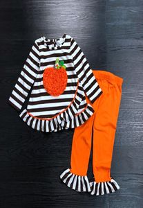 10setslot Rare Editions Kinderkledingsets 28 jr Klein meisje039s Halloween-vakantiekleding met pompoenapplicaties en legging7701032