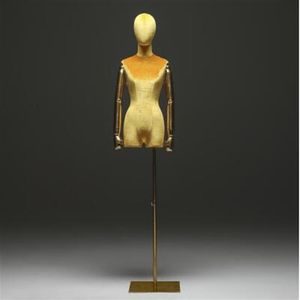 Maniquí femenino de algodón con ventana de Color dorado de 10 estilos, soporte para el cuerpo, Xiaitextiles, maniquí con forma de vestido, joyería Flexible para mujer, ajuste 261h