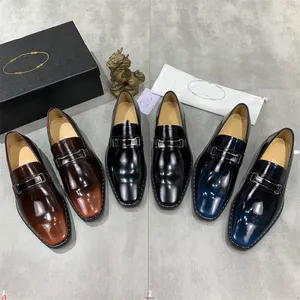 10style Marque de luxe Taille 38 ~ 45 Hommes Designer Robe Chaussures À La Main Brogue Style Paty Cuir Chaussures De Mariage Hommes Appartements En Cuir Oxfords Chaussures Formelles 2024