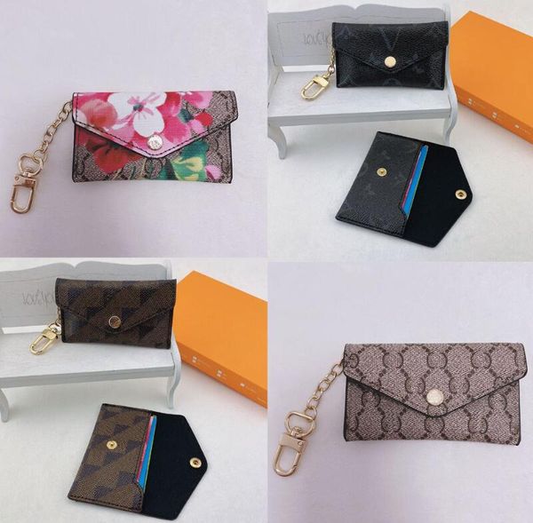 10 estilos de diseñador de lujo llavero de moda para mujer Mini billetera de cuero de alta calidad para hombre carta monedero Color carteras titular