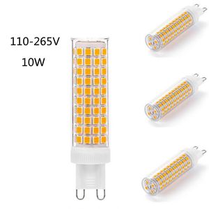 10W 1100LM G9 LED AC100V-265V Pas de scintillement 124LEDS Ampoule SMD2835 PC Céramique Lustres Lumière Blancs Blanc Chaud Éclairage LED Lampe