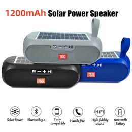 10W 1200mAh Luidsprekers Draadloos Zonne-energie Draagbare Outdoor HIFI Kolomluidspreker Waterdicht Micro SD TF-kaart Mp3-spelers Ondersteuning FM-radio AUX TF USB