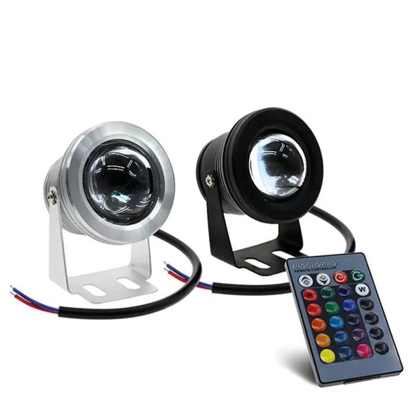 Projecteur de lumière LED sous-marine 10W 12V RGB IP67 1000lm 16 couleurs changeantes avec télécommande pour la décoration de la piscine de la fontaine