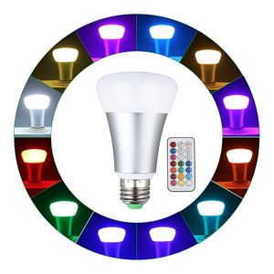 10W A19 Ampoules LED à changement de couleur télécommandées RGB + Daylihgt Blanc 16 couleurs au choix, base à vis moyenne E26