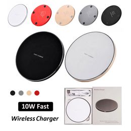 10W Fast Qi Metal Wireless Charger para iPhone 12 11 PRO XS MAX X XR Padena de carga inalámbrica rápida para Samsung