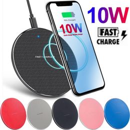 Cargador rápido inalámbrico de 10W, almohadilla de carga USB Qi para Iphone 8, 11, 12 Pro Max, Samsung s10, s20, note 20, htc