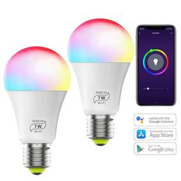 Bulbes de lumières 10W B22 E27 Bulbe LED WiFi à changement de couleur 2700K6500K DIMMable Smart LEDS Light Alexa Home for Party Bar KTV