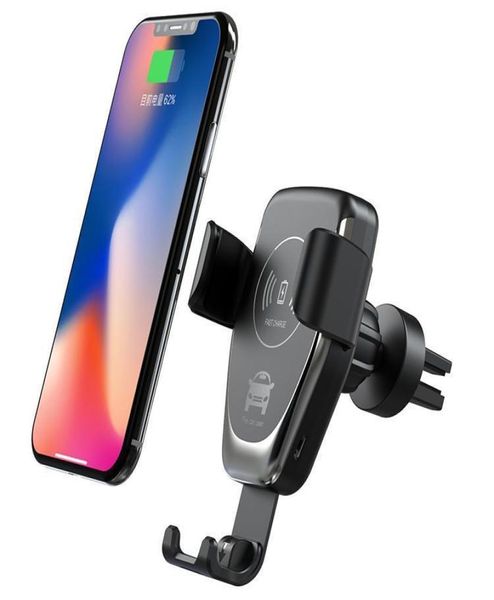 Cargador inalámbrico Qi de 10W para coche, base de carga rápida para IPhone 11 Pro Max Samsung Huawei P30, Sensor automático inteligente 1095771