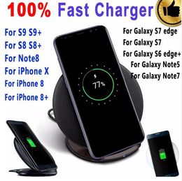 Chargeur sans fil rapide Qi 10W, pour Samsung Galaxy S6 S7 Edge S8 S9 Plus Note 8 7 5, support de chargement sans fil pour iPhone X 8 Plus