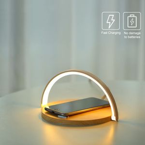 10W Qi Fast Wireless Charger Table Lamp For iPhone X XR XS Mobile Phone Charging Holder Night Light Pad Phone Stand Desk Lamp