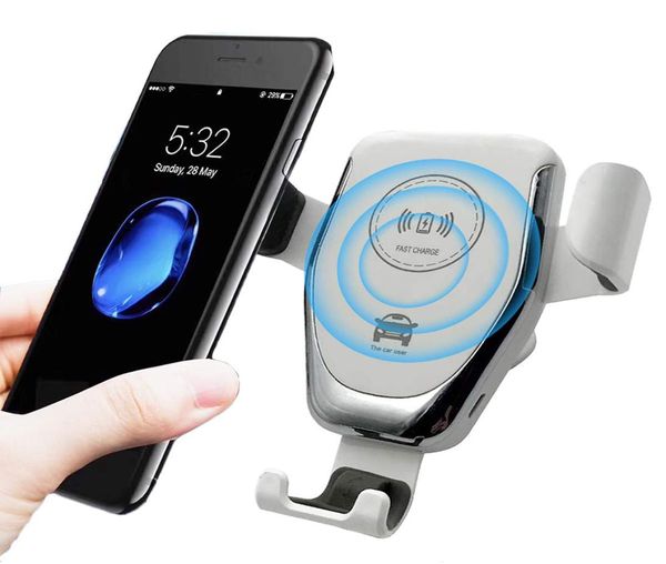 Chargeur de voiture sans fil 10W Qi chargeur rapide support de téléphone pour grille d'aération pour iPhone Samsung tous les appareils Qi avec boîte de vente au détail 4600371