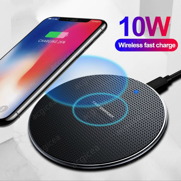 Chargeur sans fil 10W pour iPhone 11 12 X XR XS Max 8 charge rapide sans fil pour Samsung Xiaomi Huawei téléphone Qi chargeur sans fil