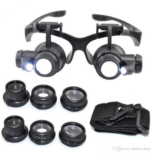 10X 15X 20X 25X lupa doble luces LED gafas lente lupa joyero reloj herramientas de reparación brillo20083956961