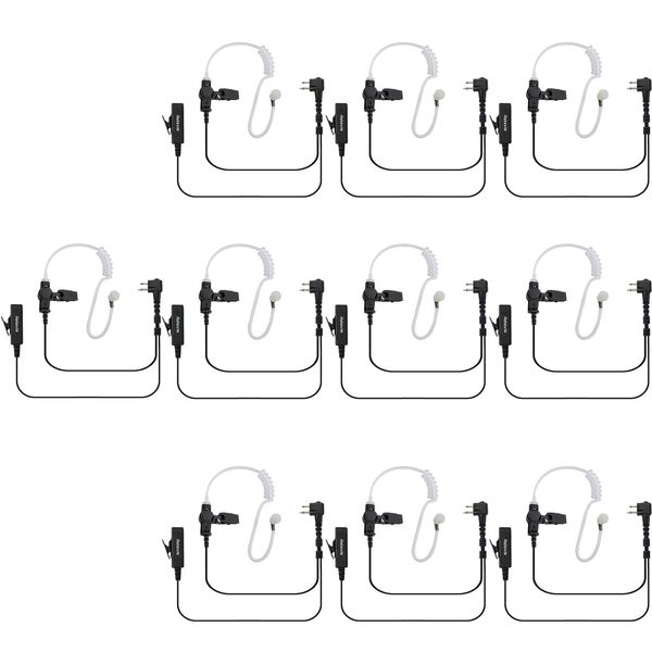 10X 2 Pin Air Tube Throat Mic Auricular Auricular para Motorola GP300 2000 CT150 Radio