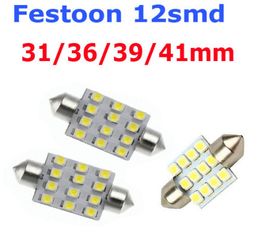 10X31mm 36mm 39mm 41mm 12SMD Led Kaartlezen Deur Handschoenenkastje Lamp Witte Lichten Dome Festoen LED C5W Lamp DC 12V4108296