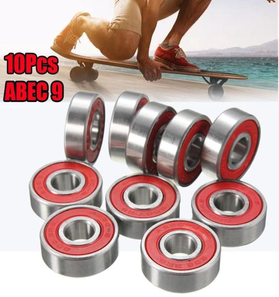 10x ABEC9 608 2RS roulement de roue de patin à roues alignées antirouille roulement de roue de planche à roulettes rouge scellé 8x22x7mm arbre 6799210