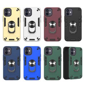 360 Standstand Hybride Cases voor iPhone 14 13 Plus Pro Max 11 12 Mini XS XR 6G 7G 8G Shockproof Auto -houder Magnetische Ring Cove