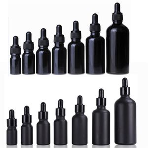 10X Frosted Black Glazen Druppelflesje Essentiële Oliën 5 ml tot 100 ML Matte Glazen Druppelaar Draagbare Hervulbare Reisfles 220726