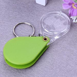 Loupe pliante 10X, Instruments d'optique, lentille de verre portative en plastique, porte-clés Portable, Loupe vert Orange