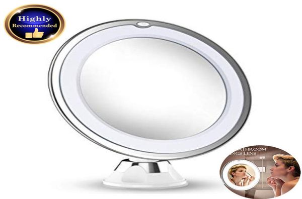 10x Espejo de tocador de maquillaje de lupa con luces LED Portable Aumento cosmético Luminación para la ducha de baño de mesa Bea3322853