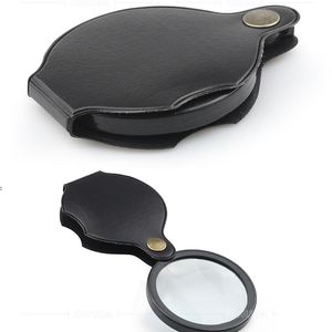 10X Microscoop Opvouwbare PU Materiaal Lezen Mini Loepen Draagbare Sieraden Loupe Vergrootglas Lens Pocket Vergrootglas