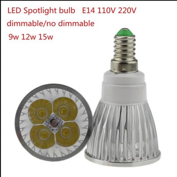 10X Super brillante LED E14 Bombilla 9W 12W 15W AC110V 220V Focos LED regulables WarmWhite / Cool White Lámpara de iluminación LED