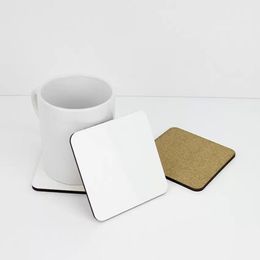 Posavasos de sublimación de 10x10cm, tapetes de mesa en blanco de madera, almohadillas de taza de transferencia térmica con aislamiento térmico de MDF para bricolaje Lover276i