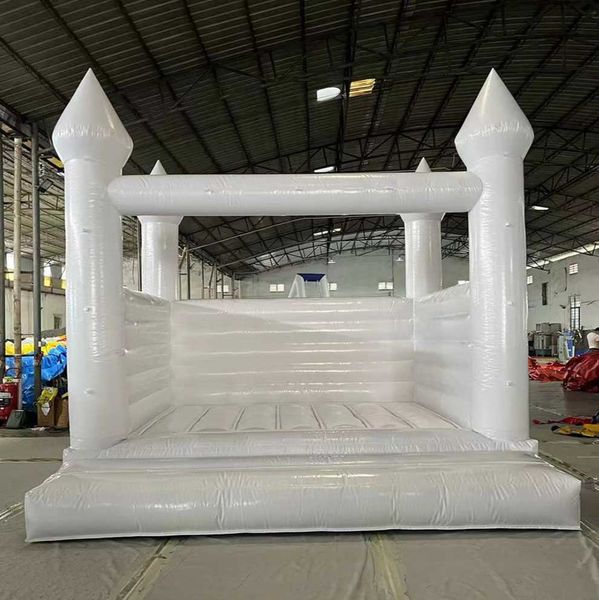 10x10ft Commercial Gonflable Blanc Bounce House PVC Château Gonflable Lune sautant Bouncer Utilisation de cavalier de mariage pour les audits d'enfants avec le bateau libre de ventilateur