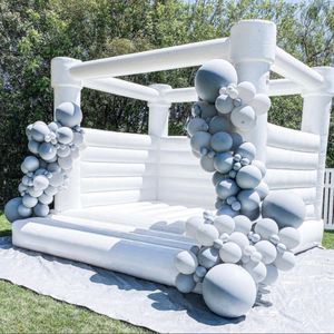 11.5x11.5ft Family Trampolines Opblaasbare Witte Huwelijk Jumper PVC Bouncy Castle / Moon Bounce House / Bridal Bounce House