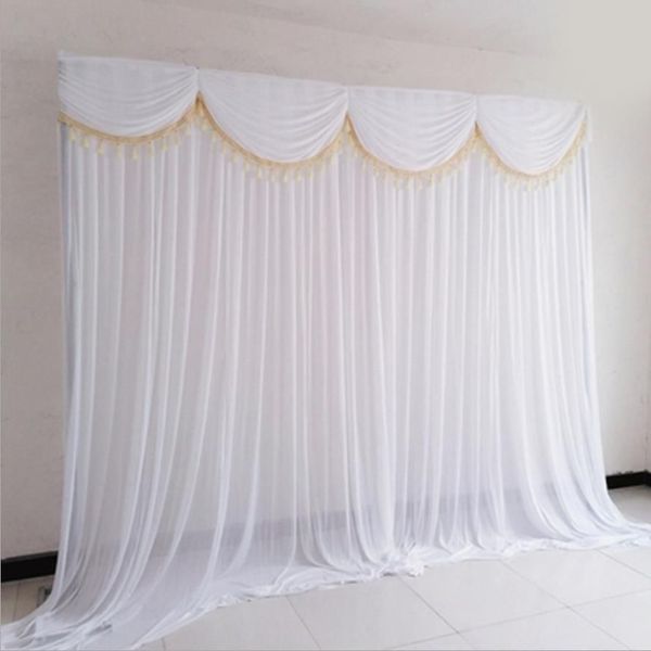 10x10ft glace soie élégant mariage toile de fond rideau drapé fournitures de mariage rideau rideaux fond pour événement de fête Tied Piped2703