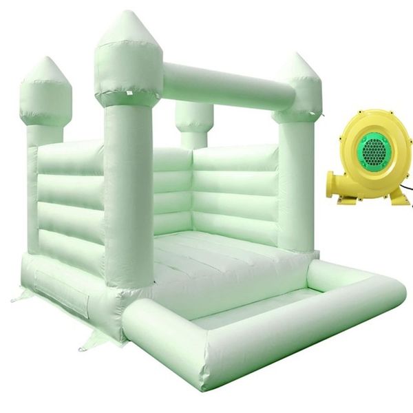 10x10ft verde claro Casa de rebote para niños Castillo hinchable para fiestas Castillo inflable de PVC para bodas para fiestas al aire libre Renta incluye soplador envío gratis