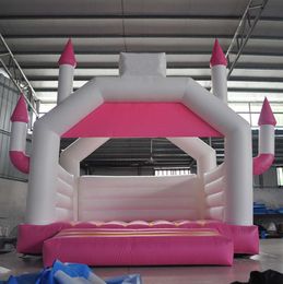 10x10x10ft Commercieel nieuw ontwerp roze springkasteel opblaasbaar volledig pvc uitsmijter voor feestverhuur springkasteel wit met ventilator gratis schip naar uw deur