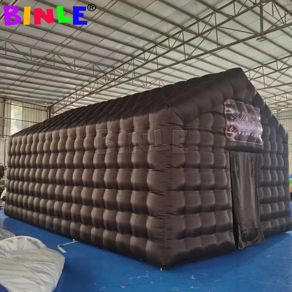 10x10x4.2mH (3x33x14ft) venta al por mayor Tienda de club nocturno inflable Oxford Black Party con orificio de luces Cabina de club nocturno de cubo inflable grande para bodas disco