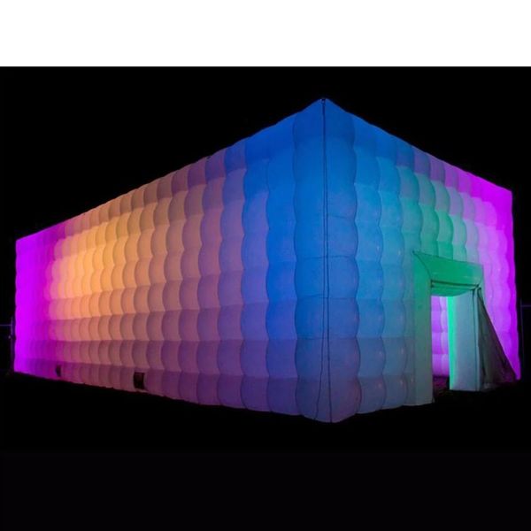 10x10x4mh (33x33x13.2ft) Grande tente cube gonflable blanche avec lumière LED pour la fête de mariage souffle une tente de boîte de nuit gonflable avec vente de ventilateurs