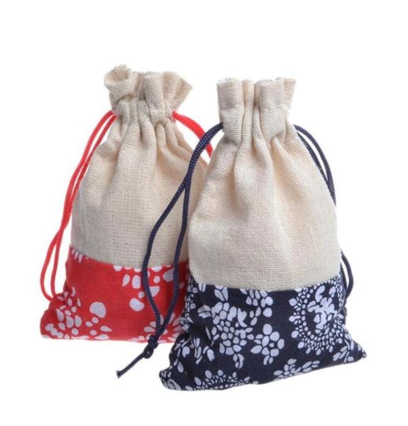 Sac à thé en coton 10x14cm DrawString Blue Cotton Coton Sac Chine vent Bleu et blanc Porcelaine Coton Coton Coton Coton 50pclot25439788743858