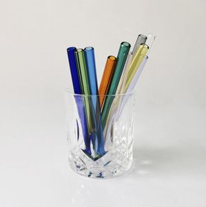 10x150 mm herbruikbare eco-glazen rietjes helder gekleurde gebogen rechte melkcocktail saprietje7706933