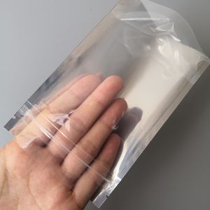 Bolsa de aluminio a prueba de olores de 4x6 pulgadas, parte trasera negra, bolsa de plástico de aluminio metálico plateado, sello de agarre con cremallera