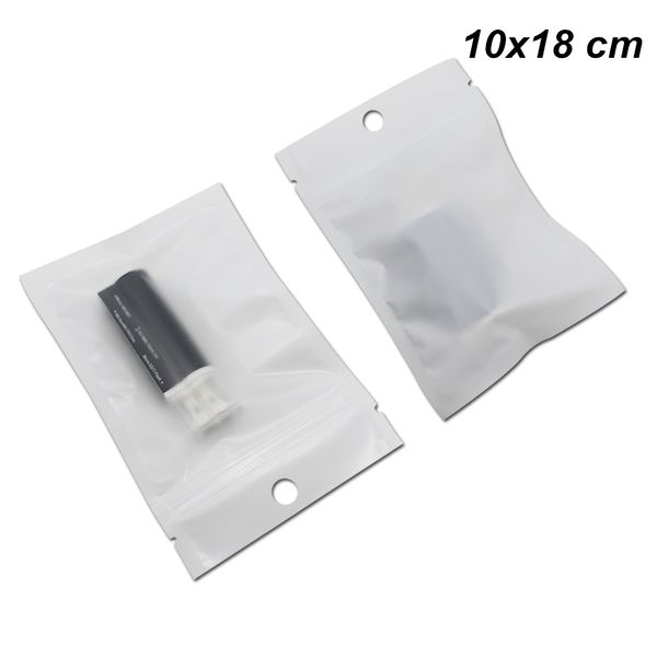 10x18 cm 100 unids / lote blanco mate transparente poli plástico cremallera bolsa de embalaje autosellante para cable USB líneas de datos resellables bolsa de paquete de almacenamiento