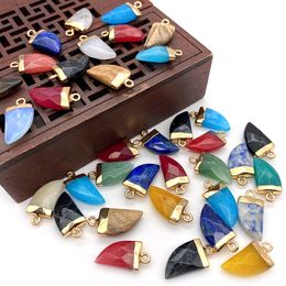 10x20mm Gold Edge Natural Crystal Faceted Stone Pepper Shape Charms Rose Quartz Turquoise Hangers Trendy Voor Sieraden Maken Groothandel