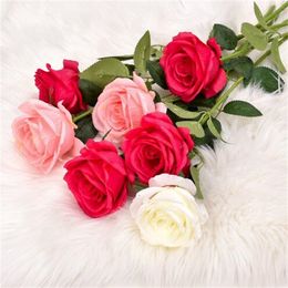 Bouquet de fausses roses en soie, 10x51cm, longues branches, pièce maîtresse de Table pour salle de mariage, accessoires de couronne de plantes, GC2372
