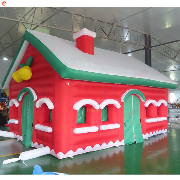 10x5m 32.8x16.4ft Free Door Ship Activités de plein air Enfants Funny Blow Up Santa Claus figure Portable Maison de Noël gonflable pour la décoration de Noël
