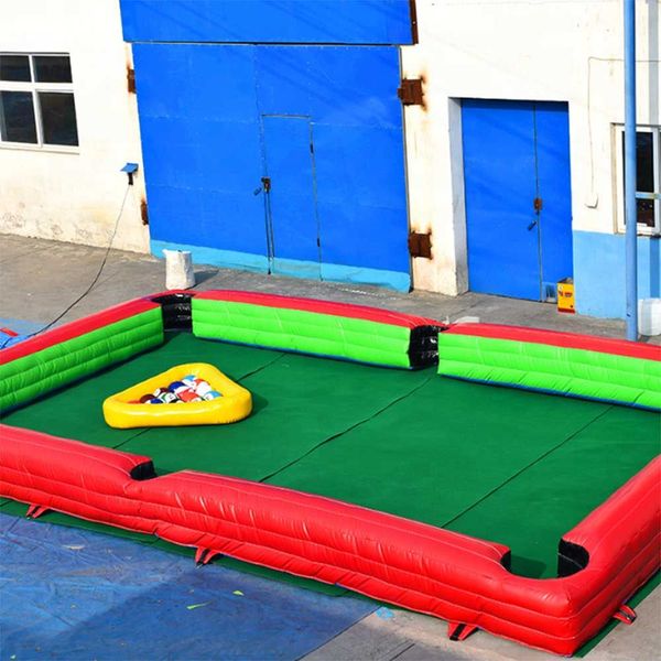 10x5m avec 16 balles en gros attrayant gonflable billard jeu de balle terrain de jeu football table de billard gonflables boule de billard exploser terrain de football de snookers