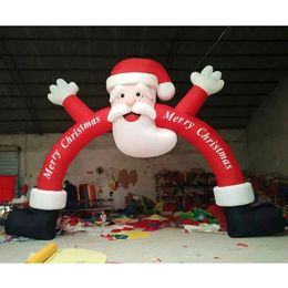 10x5mH (33x16.5ft) Con soplador Atractivo y duradero Arco navideño inflable gigante con arco de puerta de entrada de Papá Noel para decoración de eventos