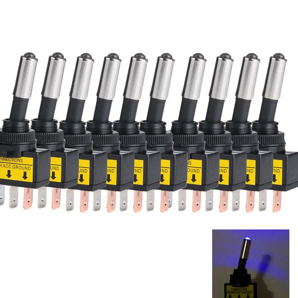 10xDC 12V 20A Coche Auto LED Luz Toggle Interruptor basculante 3Pin SPST ON / OFF B00458